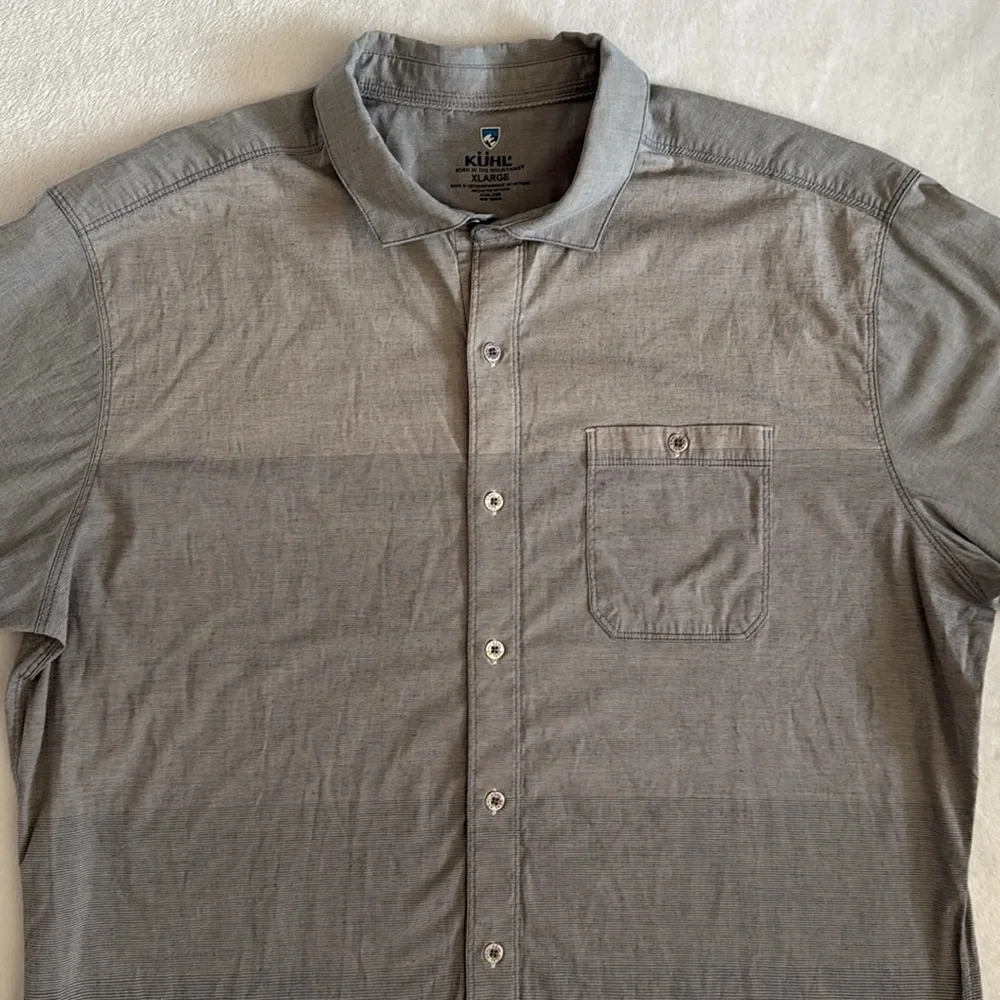 Kuhl | The Ombre Short Sleeve Button Up Casual Stripe Outdoor Shirt 7348 (XL) - Picture 7 of 16